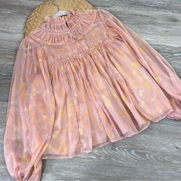 French connection dainty floral Diana blouse in coral women’s size M new with ta - Picture 4 of 8